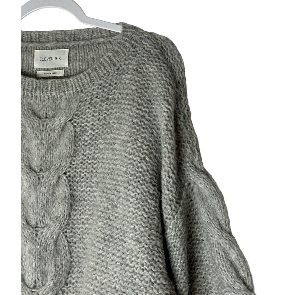 Eleven Six Vaida Sweater Women's M/L Pale Grey Hand Knit Baby Alpaca Wool $398 - Picture 9 of 14